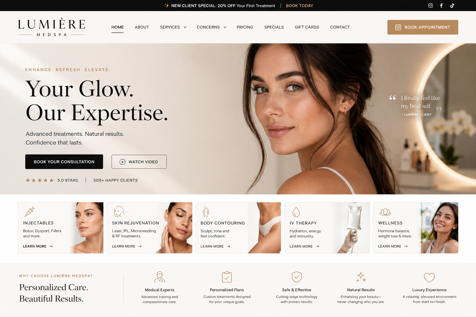 Booking-First Experience website design by Blossomed Studios